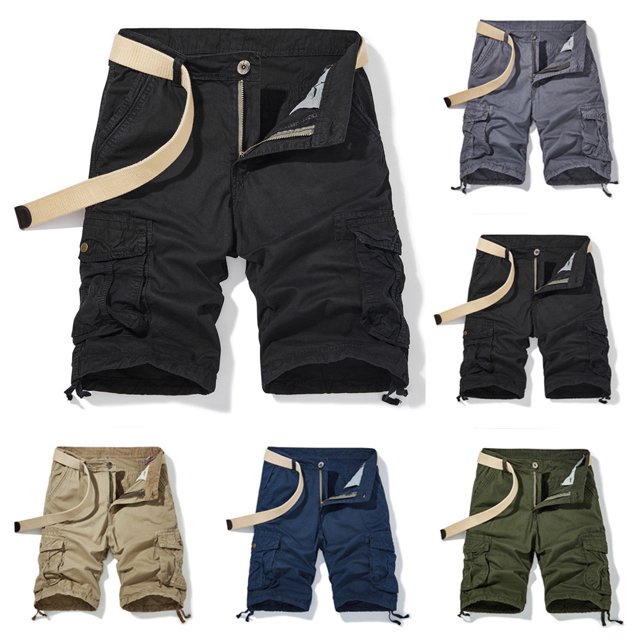 Hot6sl Shorts d'Été en Solde, Shorts Cargo pour Hommes Shorts de Course pour Hommes Multiples Poches Utilitaires Taille Élastique Shorts de Randonnée en Coton, Pantalons pour Hommes Vert Armée, m