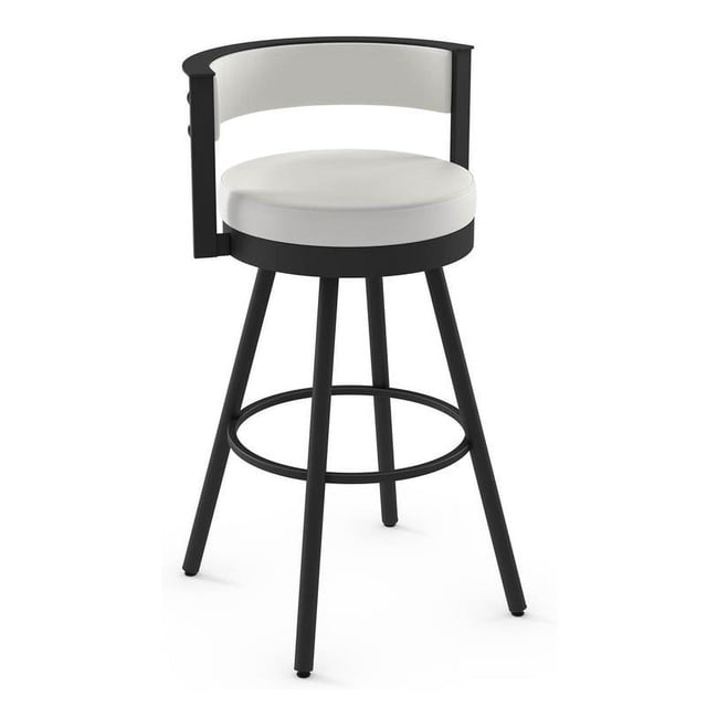 Amisco Eller 27" Faux Leather Swivel Counter Stool in Off White Black