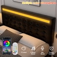 thumbnail image 2 of Homfa Queen Floating Bed with Lights, LED Platform Bed Frame with Under Bed Storage, PU Leather Adjustable Tufted Upholstered Bed, Black, 2 of 9