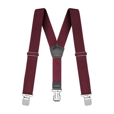 Buyless Fashion Heavy Duty Textured Suspenders for Men - 48" Adjustable Straps 1 1/4" - Y Shape