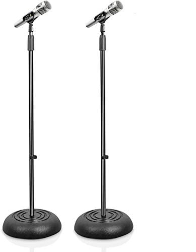 Support de Microphone Universel Compact à Base - Hauteur Réglable de 2,8 à 5 Pi, Robuste et Léger, Support de Micro de Studio sur Pied avec Adaptateur de Micro Standard 5/8 Pouces - Pyle PMKS5X2 (Paire)