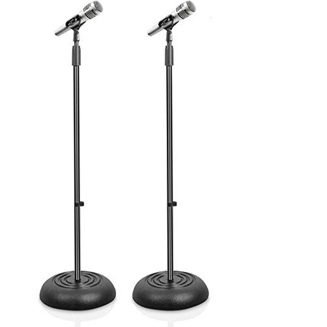 Support de Microphone Universel Compact à Base - Hauteur Réglable de 2,8 à 5 Pi, Robuste et Léger, Support de Micro de Studio sur Pied avec Adaptateur de Micro Standard 5/8 Pouces - Pyle PMKS5X2 (Paire)