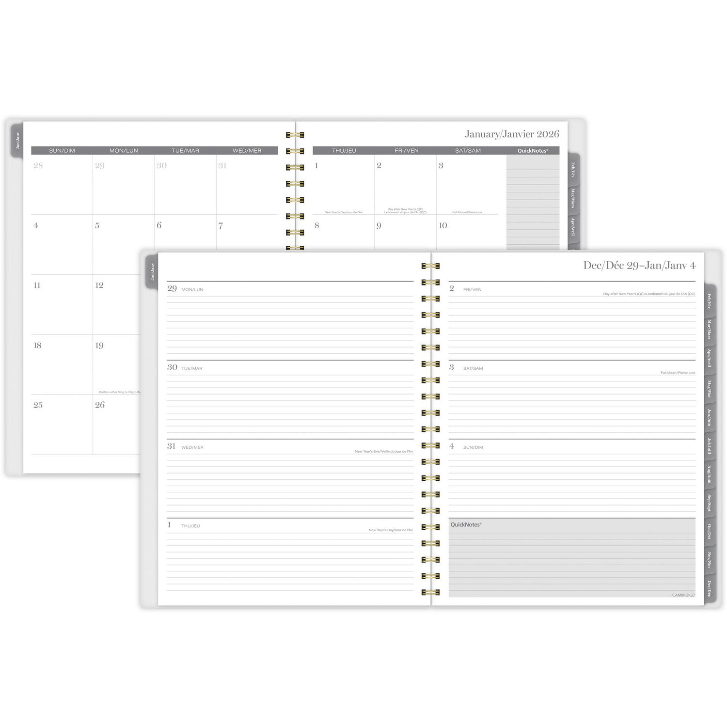 Agenda hebdomadaire Cambridge® Chinoiserie vert grand format 2026