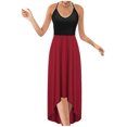 thumbnail image 2 of Fridja Womens Splicing O-Nack Casual Sling Backless Solid Halter Mid-Calf Dress, 2 of 3