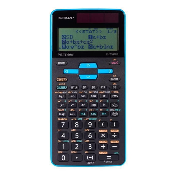 Calculatrice scientifique Sharp ELW535XGBL WriteView pour le secondaire, cégep et université, 422 fonctions, écran 16 chiffres, 3 modes, statistiques et 12 touches mémoire