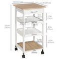 thumbnail image 3 of HOMCOM Slim Kitchen Island Rolling Trolley with Drawer and wheels, White, 3 of 10