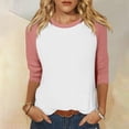 thumbnail image 2 of FNFYFH Liquidation Walmart + Offres de la Semaine T-Shirts de Baseball à Manches 3/4 pour Femmes 2025 Été Décontracté Col Rond Chandail Athlétique Manches Raglan Hauts Légers Blouses à Empiècements, 2 of 7