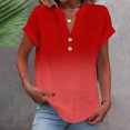 thumbnail image 2 of fatyb Womens Printed V Neck Tops Short Sleeve Button V Neck Tshirts Lightweight Summer Beach Blouses, 2 of 5