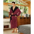 thumbnail image 2 of U2SKIIN Mens Fleece Robe with Hood, Mid Length Plush Shawl Collar Two Tone Bathrobe,(Burgundy/Black,S-M), 2 of 4