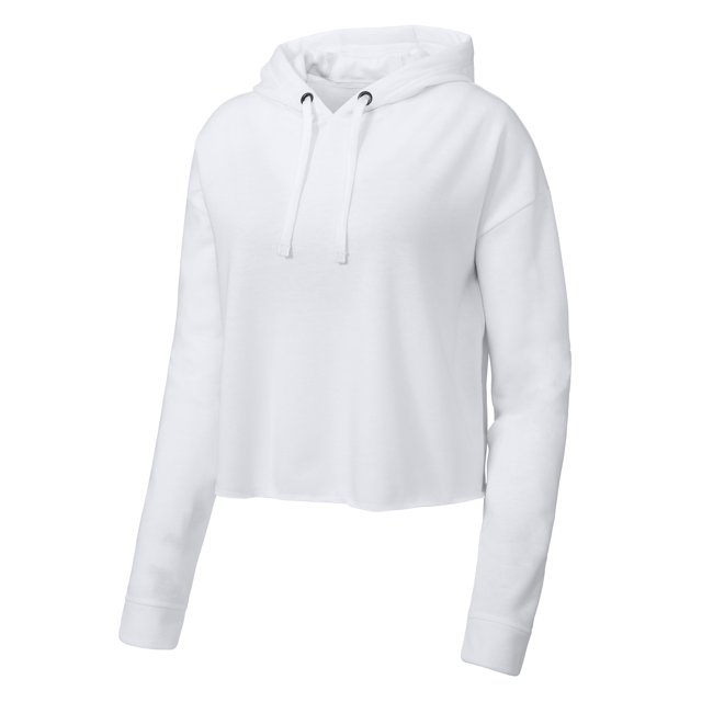 Gravity Threads Ladies Moisture Wick Crop Top Hoodie Pullover, White M