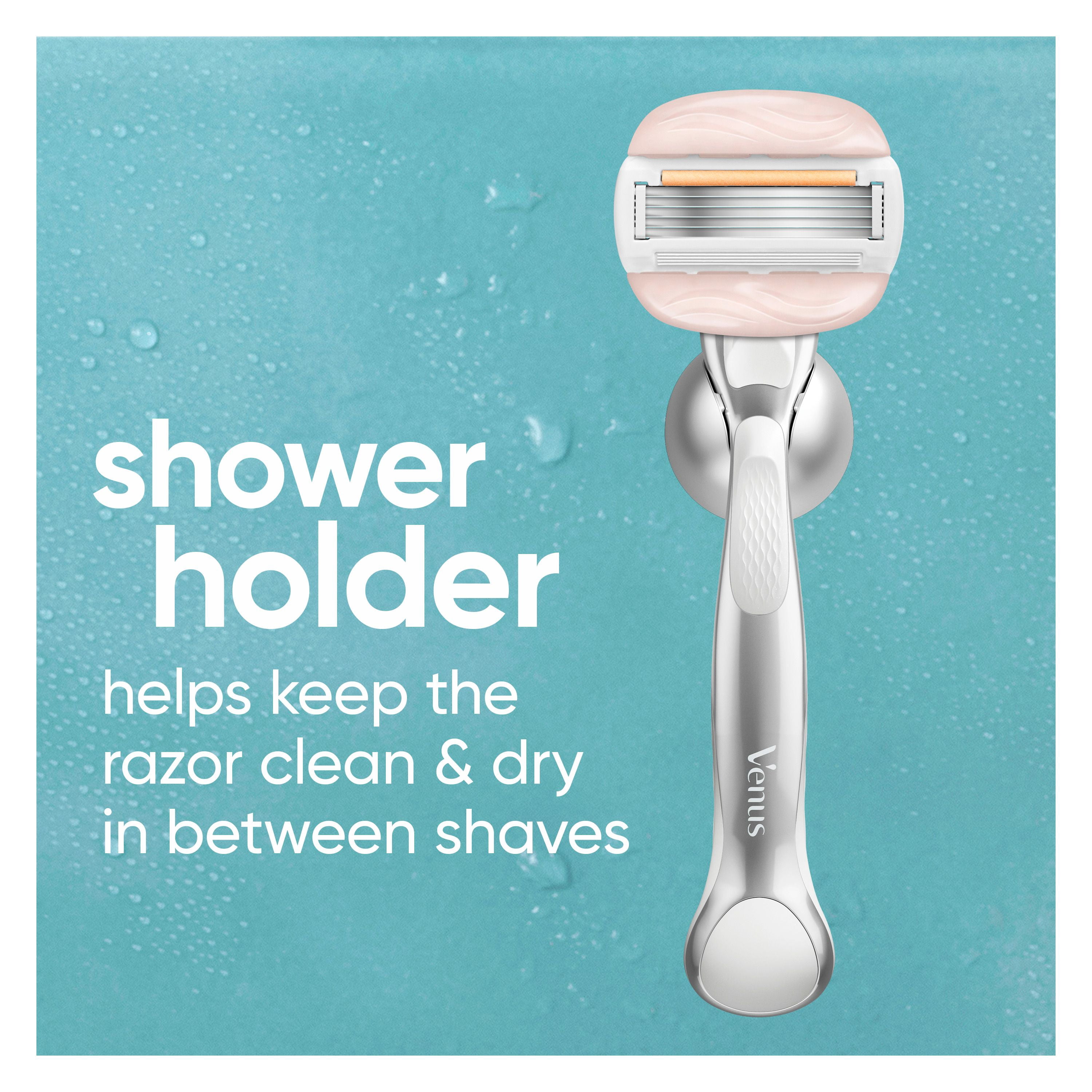 Venus Moistureglide Women's Razor, Reusable Handle, 2 Razor Blade Refills and Shower Holder