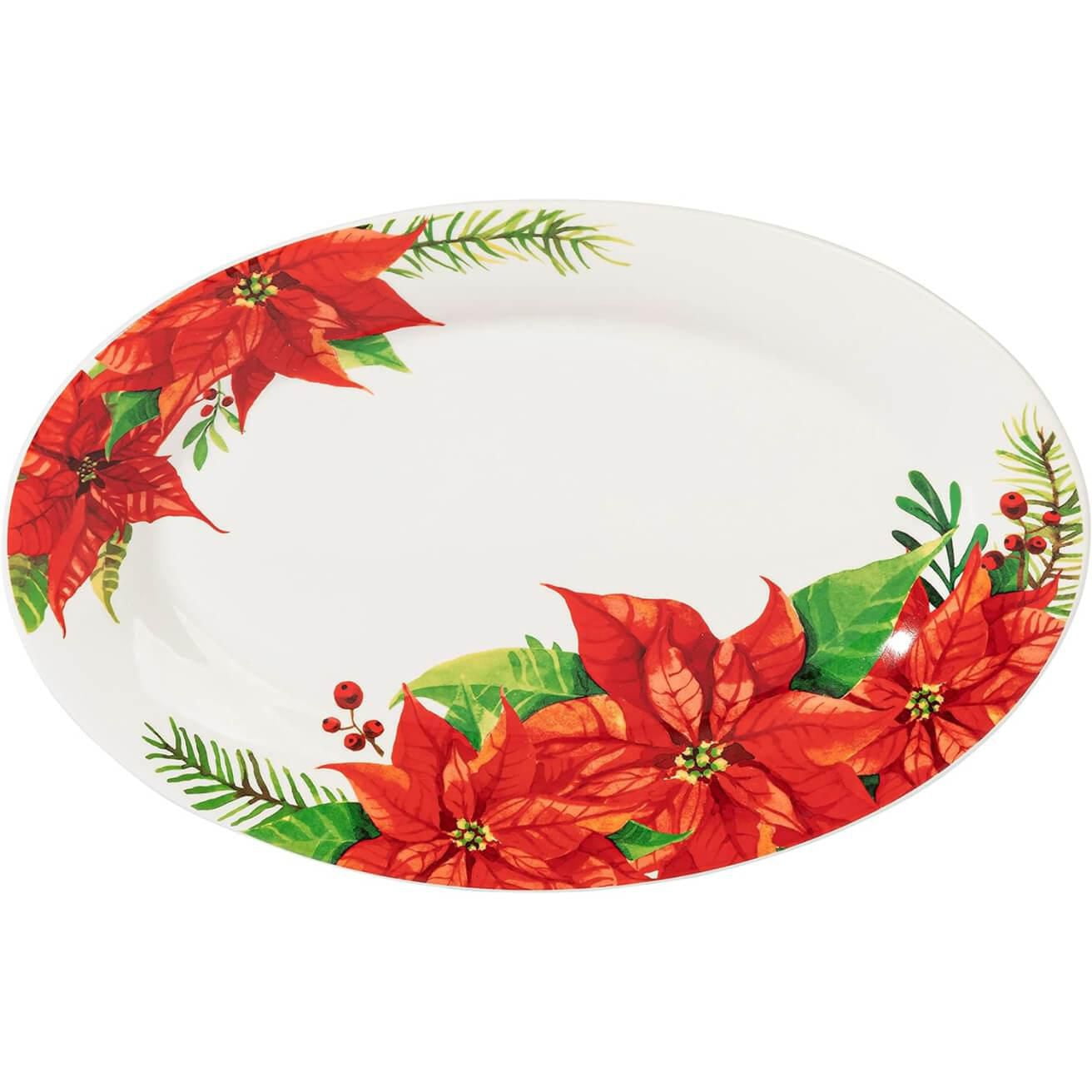 Gibson Home Magic Poinsettia Ensemble de service et accessoires 4 pièces en céramique fine