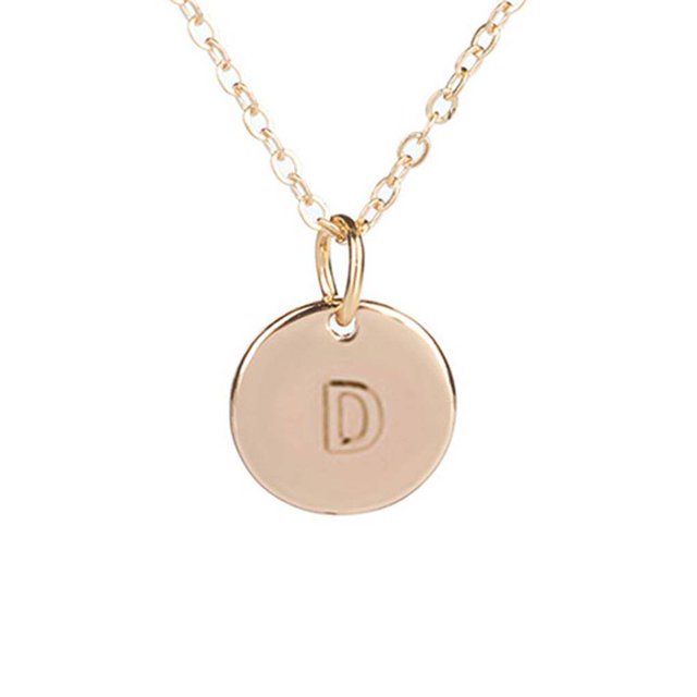 Collier Pendentif Rond en Forme de Pièce Alphabet Femme Chandail Disque Chaîne de Cou Fille Femme Cadeau Bijou Féminin