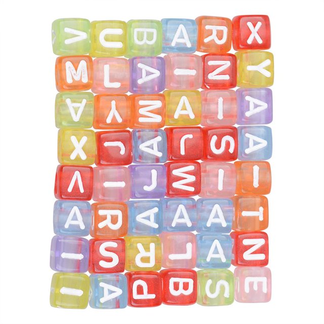 jifeng 200 Pcs Mix Square Acrylic Alphabet Beads Charms Large Hole DIY Crafts 3 #