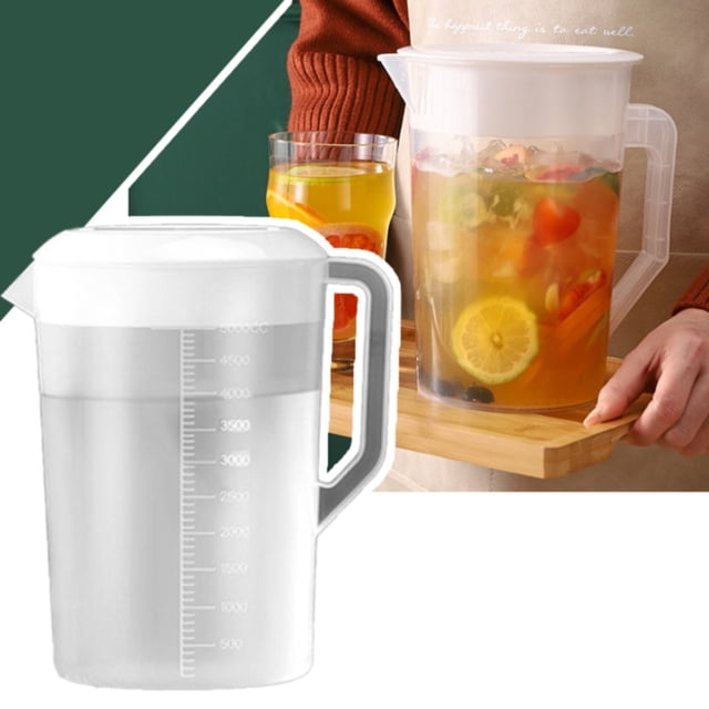 Oleegame 1PC Blue Juice Plastic Pitcher With Lid Large Capacity Cold Water Kettle For Juice Milk Tea Iced Coffee And Homemade Beverage