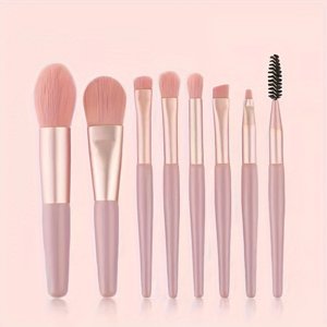 LNGOOR 8-Piece Macaron Brosse de maquillage Set Soft Brisles Brosses Cosmétiques Portable Kit Débutant Rose Eyeshadow & Outils de maquillage du visage