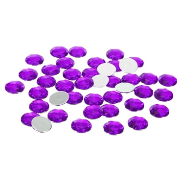 Unique Bargains 20mm Flat Back Round Acrylic Rhinestones, 200 Pack Plastic Circle Gems for Jewelry Making Costume, Purple