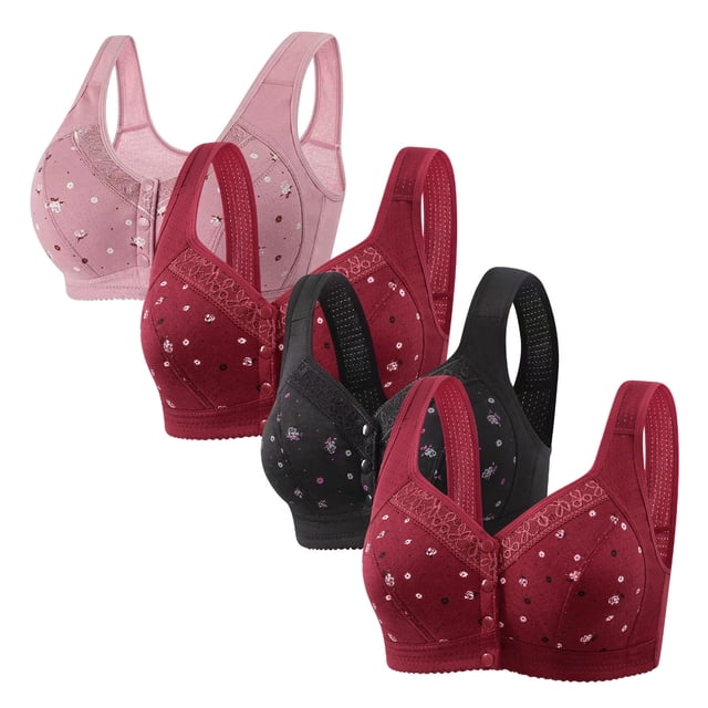 Fall/Winter Savings! Srobpty Womens Wireless Push Up Bras , 4PC Woman's Comfortable Lace Breathable Bra Underwear No Rims