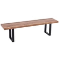 thumbnail image 1 of Bazely Industrial Chic Rectangular Oak Wood Dining Bench with Black Base, 1 of 2