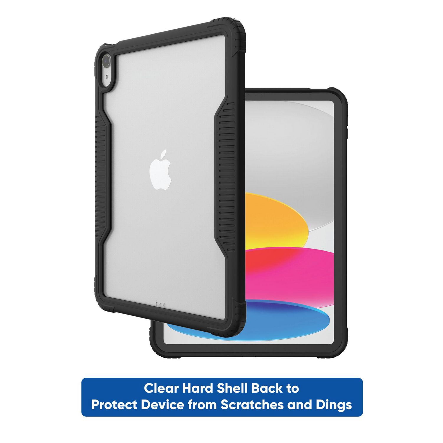 Onn. Slim Rugged Tablet Case for iPad (A16), iPad (10th generation) - Black/Clear