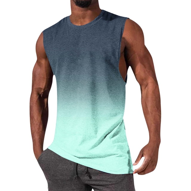 NTACZA Débardeurs Sans Manches pour Homme T-Shirt Athlétique Basique Col Rond Sport Dégradé T-Shirt pour Homme TTG