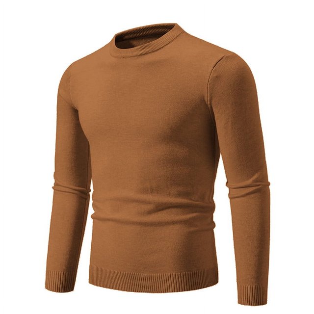 Besolor Mens Sweaters Casual Round Neck Long Sleeve Pullover Blouse Plus Size Solid Color Knitted Thermal Basic Tops