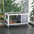 thumbnail image 2 of PawHut Clapier Intérieur en Bois pour Lapin sur Roulettes avec Enclos, Blanc, 2 of 10