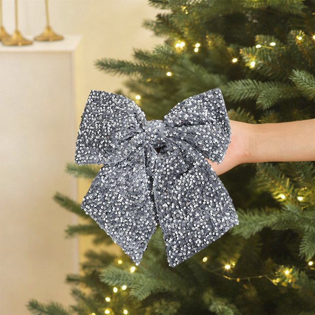 Wooowa Christmas Small-Size Sequin Bows, Sparkling Festive Decor for Gift Boxes & Xmas Tree