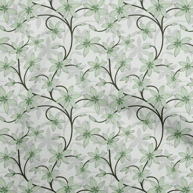 oneOone Polyester Spandex Vert Clair Tissu à Coudre Floral Rétro Tissu Imprimé par la Cour 56 Pouces de Large