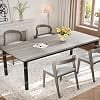 71 in Industrial Dining Table for 6-8, Rectangular Kitchen Table with Chamfered Corners and Heavy-Duty Metal Legs, Farmhouse Style,Black+Grey