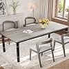 71 in Industrial Dining Table for 6-8, Rectangular Kitchen Table with Chamfered Corners and Heavy-Duty Metal Legs, Farmhouse Style,Black+Grey