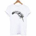 thumbnail image 3 of EGNMCR T-Shirts pour Femmes Mode Femmes T-Shirt à Manches Courtes Imprimé Plume Haut Décontracté Tee Blouse, 3 of 5
