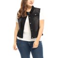 thumbnail image 1 of GRACE & GRANDEUR Veste Sans Manches en Jean pour Femme Grande Taille Automne à Boutons Veste en Denim Noire 1X, 1 of 5