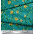 thumbnail image 3 of Soimoi Tissu Poly Georgette Imprimé Feuilles & Roses au Mètre 52 Pouces de Large, 3 of 3