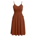 thumbnail image 4 of Robe d'Été pour Femmes Robe pour Femmes Été Femmes Mode Été Bord de Mer à Bretelles Sans Manches Col en V Couleur Unie Robe Décontractée, 4 of 8