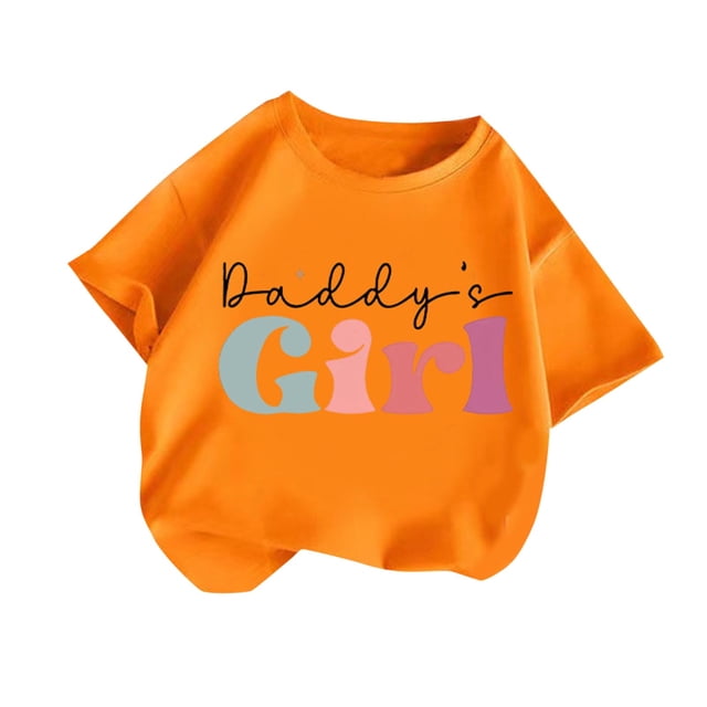 Économies d'Été! SROBPTY Garçons Filles T-Shirts à Manches Courtes Hauts, Été Garçons et T-Shirt à Col Rond à Manches Courtes pour Enfants Moyens et Grands Robe d'Été Décontractée à Demi-Manches Orange, 6 Ans