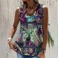 thumbnail image 2 of Birdeem Mode Femme Été Sans Manches Col en V Chandail Imprimé Blouse Décontractée, 2 of 5