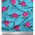 thumbnail image 1 of Soimoi Coton Popeline Tissu Feuilles & Fleurs Roses Décor Floral Tissu Imprimé Yard 42 Pouces de Large, 1 of 3