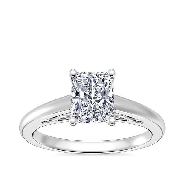 1.00 T.C.W Radiant Shape Natural Diamond Latest Design Solitaire Wedding Ring for Ladies Solid 14K White Gold Size 8