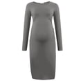 thumbnail image 4 of Robe de Maternité pour Femmes, Robe Midi à Manches Longues et Col Rond avec Fentes Latérales, Robe de Grossesse Douce et Extensible pour Baby Shower et Usage Quotidien, 4 of 6