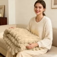thumbnail image 2 of Thickened Rabbit Plu Sh Nap Blanket Bunny Blanket For Adults Soft Warm Fuzzy Throw Blanket For Bed Sofa Travel And Off Ice Blanket Heavy Couch Throw Blankets for Sofa Bed Blanket Full Size Blankets, 2 of 4
