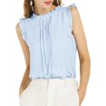 thumbnail image 1 of INSPIRE CHIC Women's Sleeveless Blouse Ruffled Pleated Wear-to-Work Chic Blouse XS Blue, 1 of 8