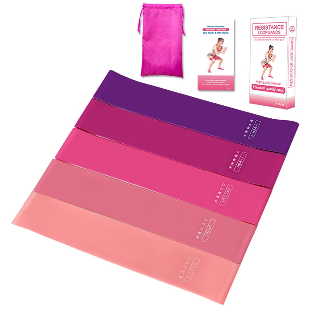 5PCS Sports Exercise Resistance Loop Bands Set Elastic Booty Band Set with Carry Bag for Yoga Home Gym Training