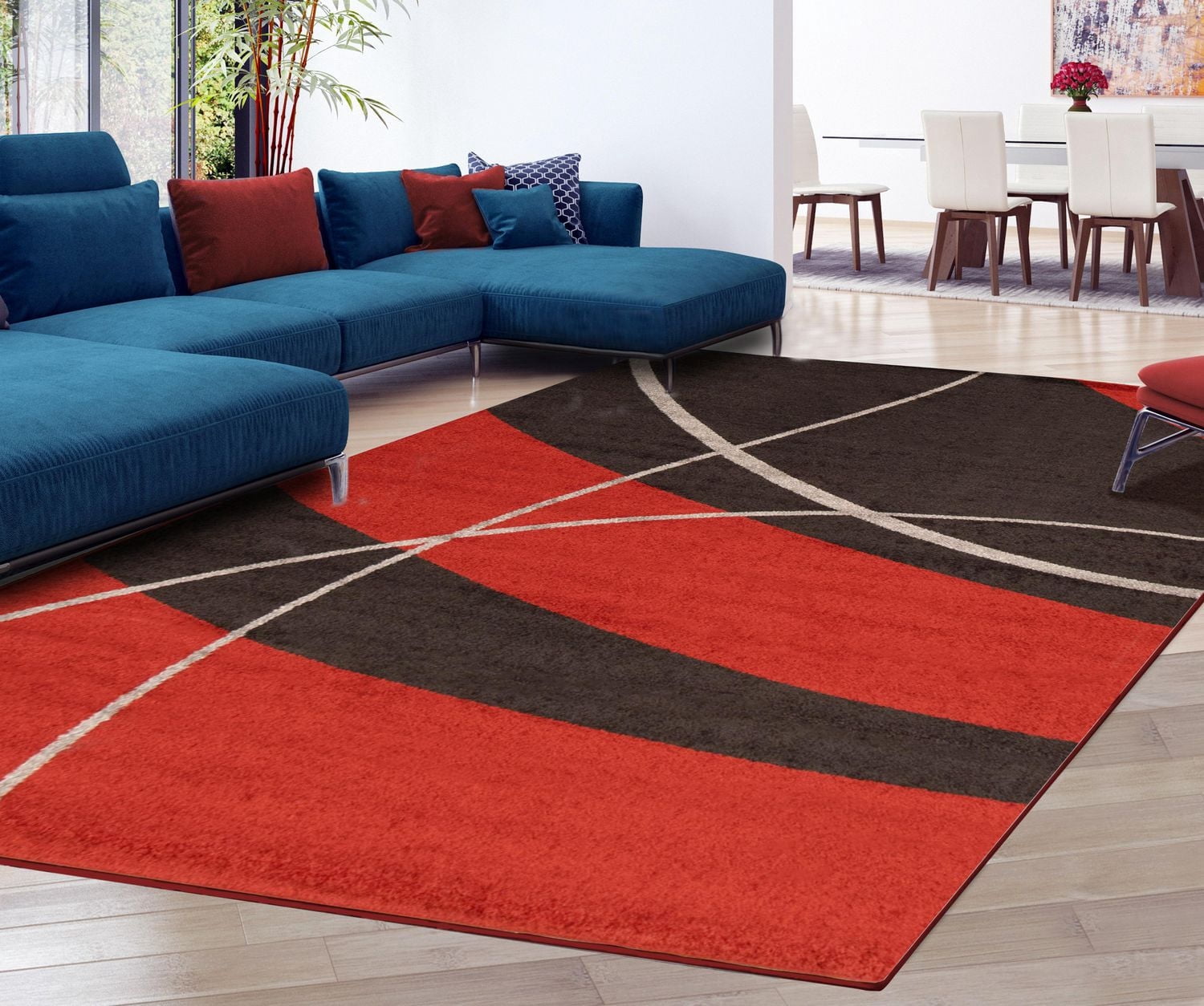 ECARPET Contemporary Area Rug, Swirl Lines Abstract Carpet Cosi Collection