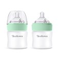 thumbnail image 2 of Yooforea Silicone Coated Glass Baby Bottle, 0M+ Slow Flow Nipple I Anti-Colic, Wide Neck, Stable Base I Medical-Grade Silicone Coating Shatter Protection, BPA BPS PVC Free (2 Pack, 90 ML/3OZ-Tea), 2 of 5