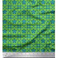 thumbnail image 1 of Soimoi Green Heavy Satin Fabric Talavera Poblana Ethnic Decor Fabric Printed Yard 54 Inch Wide, 1 of 3