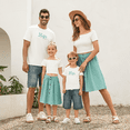 thumbnail image 1 of PatPat Family Matching Sets Slogan Tee or White Top Mint Green Button Skirt with Pockets Co-ord Sets, 1 of 6