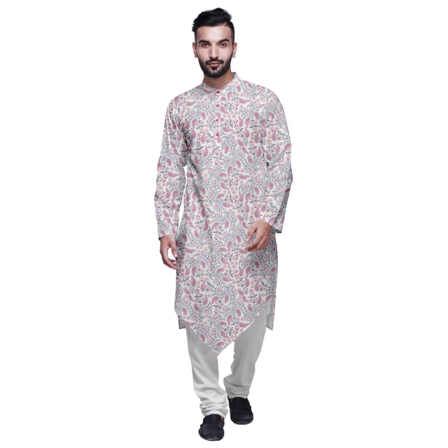 Atasi Cotton Flex Asymmetrical Long Sleeve Kurta For Men Printed Designer Kurta