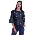 thumbnail image 4 of Moomaya Hauts Boho Coton Décontractés Amples Blouses Haut d'Été Col Rond T-Shirt, 4 of 4