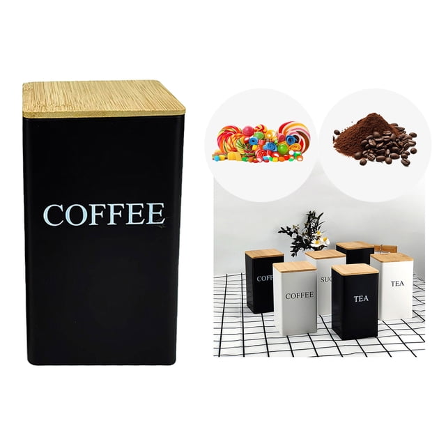 Metal Kitchen Canister Set for Coffee Tea and Dry Food Storage with Secure Airtight Lids